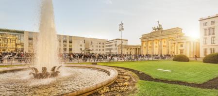 View of the Pariser Platz and the Brandenburg Gate in Berlin